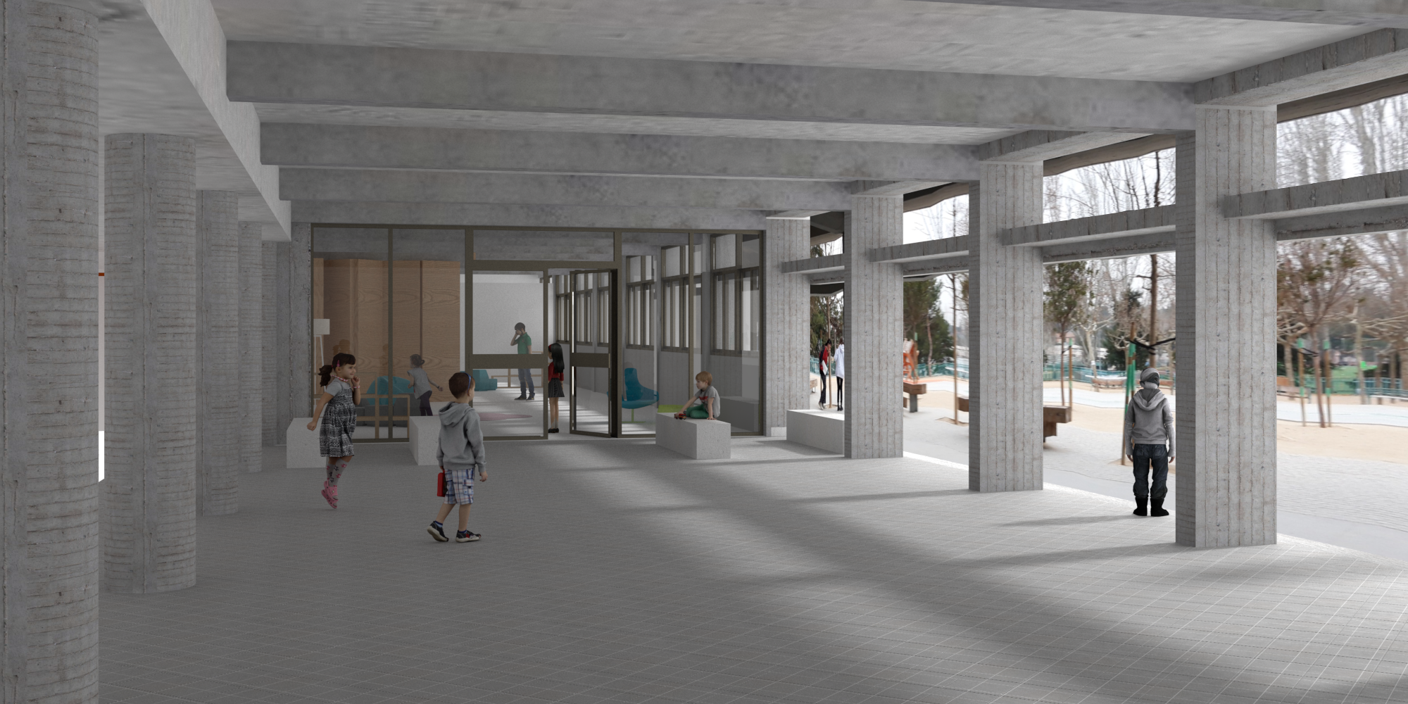 Render public building